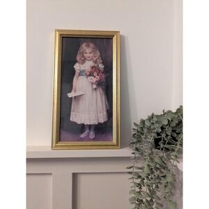 Vintage Romantic Girl Framed Print Cottagecore Wall Decor Victorian Style Gold